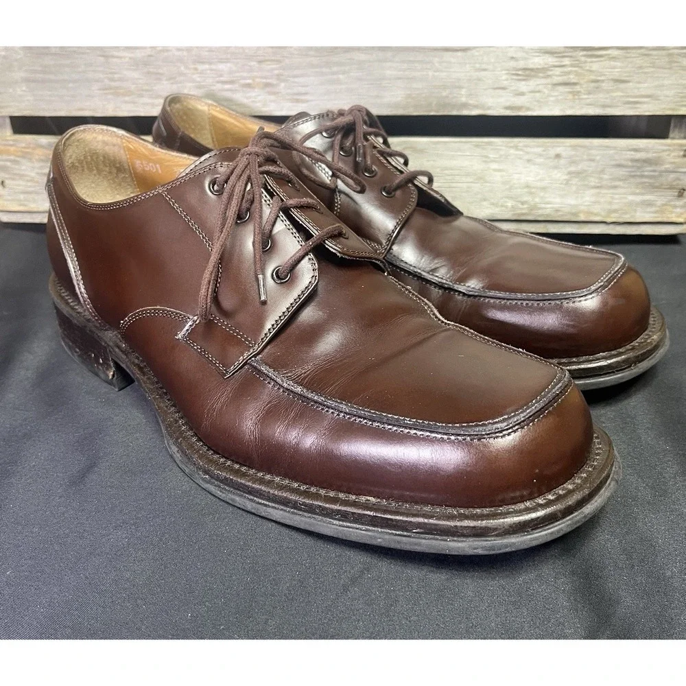 Bacco Bucci Brown Leather Lace Up Shoes 11.5 D Made In‎ Italy 6501